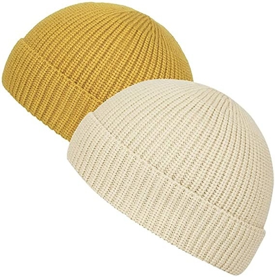 Mũ len màu vàng acrylic trơn màu vàng có vành ngắn kích thước dành cho người lớn