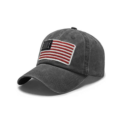 Trucker Vành cong Sáu bảng Bố Cap thêu Logo Hoa Kỳ