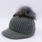 Mũ len bóng chày mùa đông hàng đầu, Mũ lông gấu trúc thật cho nam Mũ Pom Pom