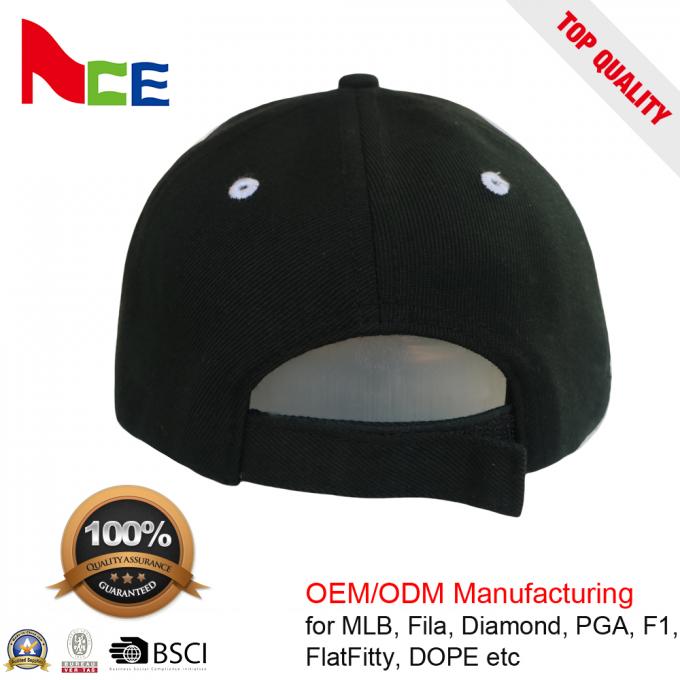 Chất lượng cao 6 bảng mũ màu đen acrylic mũ snapback bán buôn