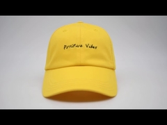 Embroidery Outdoor Sports Dad Hats Light Yellow Color Cotton Fabric For Unisex