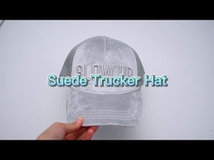 Mũ Trucker da lộn màu xám Mũ lưới thêu 3d 5 bảng