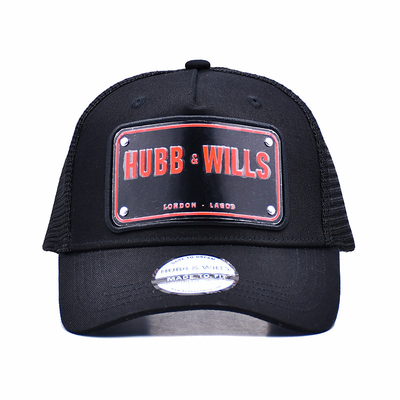 BSCI tấm kim loại mũ bóng chày Vành lưới màu vàng Trucker Hat Logo thêu 3D phía sau