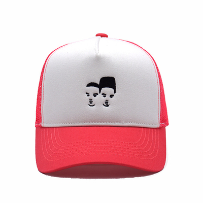 Màu trắng và hồng Đầu người Cotton Trucker Logo thêu lưới
