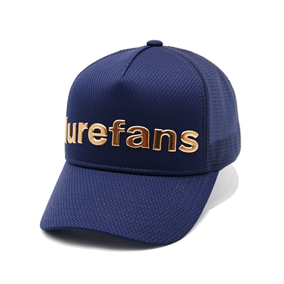 Logo kim loại Mũ xe tải snapback màu xanh có dây đeo bằng vải cotton