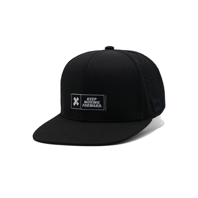 Đồ bán buôn tùy chỉnh nam giới MOQ thấp Chất lượng cao vải / Da Patch Logo 6 Panel Plain Cotton Flat Brim Snapback Gorras