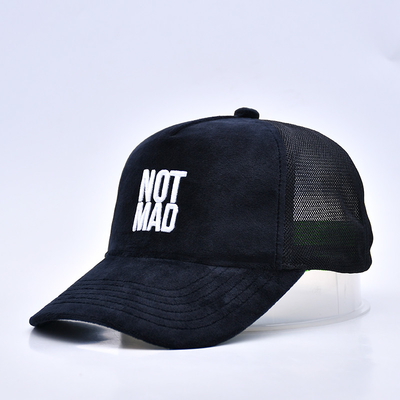 High Profile thêu áo cao su Trucker Cap Logo tùy chỉnh 5 Panel Mesh Trucker Hat