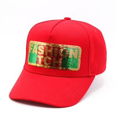 Mũ bóng chày 6 múi 100% cotton mùa hè chất lượng cao cho nữ, mũ bóng chày đính sequin tùy chỉnh