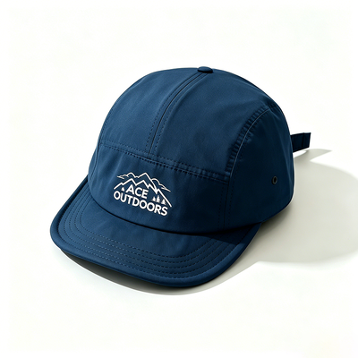 Mũ Camper 5 Panel Flat Brim với Sports Mesh Sweatband và dây chuyền hook-and-loop có thể điều chỉnh