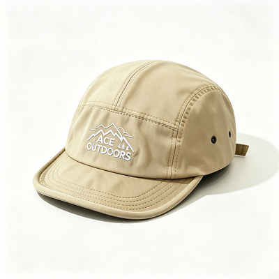 Mũ Camper 5 Panel Flat Brim với Sports Mesh Sweatband và dây chuyền hook-and-loop có thể điều chỉnh
