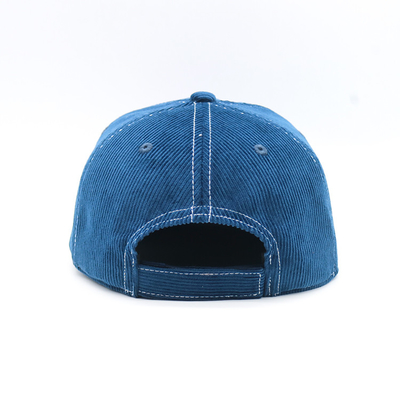 Nón Snapback có vành phẳng 7 bảng điều khiển 100% Corduroy Denim Magic Tape Caps