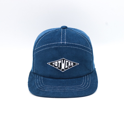 Nón Snapback có vành phẳng 7 bảng điều khiển 100% Corduroy Denim Magic Tape Caps