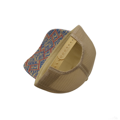 Bốp in 5 Panel Trucker Cap Light Yellow Polyester And Mesh
