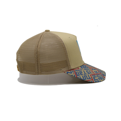 Bốp in 5 Panel Trucker Cap Light Yellow Polyester And Mesh