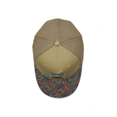 Bốp in 5 Panel Trucker Cap Light Yellow Polyester And Mesh