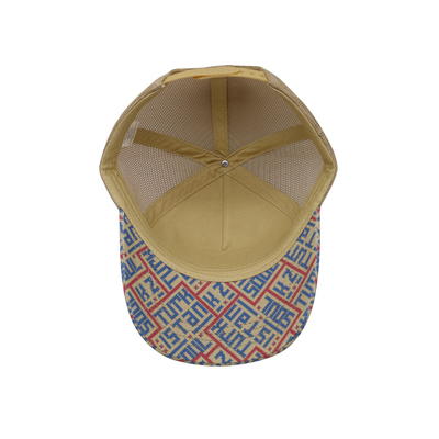 Bốp in 5 Panel Trucker Cap Light Yellow Polyester And Mesh