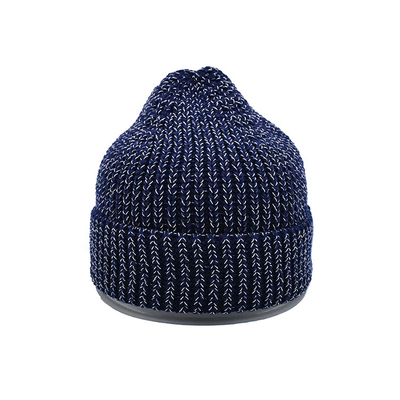 60 cm Mùa đông Mũ Beanie Người Đàn ông Sợi phản quang Dệt kim Hộp sọ Mềm mại Ấm áp Gấp lên Cuff Hàng ngày Mũ Beanie Hàng ngày