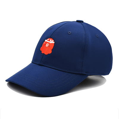 Mũ bóng chày cotton 54cm 6 ô màu xanh Unisex Logo tùy chỉnh có thể điều chỉnh