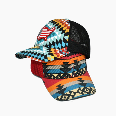 In kỹ thuật số 6 tấm Mũ bóng chày Trucker Hat High Profile Crown