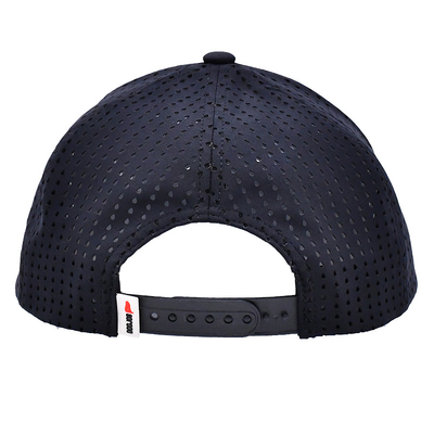 Đen 6 Panel Trucker Snapback Mũ cấu trúc Xây dựng Custom cao su Patch Logo Lưng 4 Panel lỗ laser