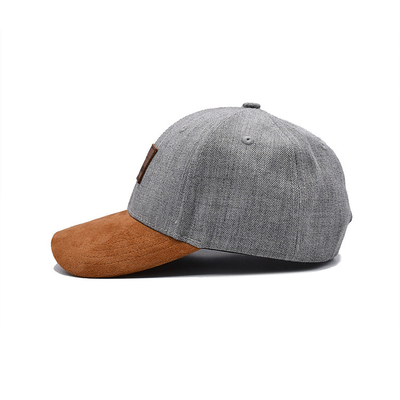 Suede 6 Panel Baseball Cap với màu sắc phù hợp với khâu và khâu tăng cường