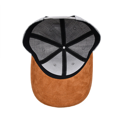 Suede 6 Panel Baseball Cap với màu sắc phù hợp với khâu và khâu tăng cường
