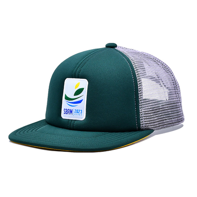 Ống xôi tùy chỉnh thoải mái 6 bảng phẳng Visor xây dựng Trucker Cap với đốm thêu