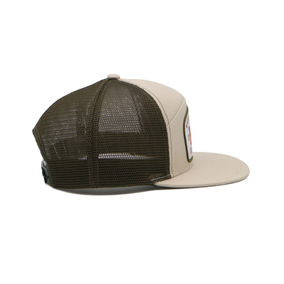 Unisex Cotton Trucker Cap với Visor phẳng và Snapback Patch Dệt với đường viền thêu