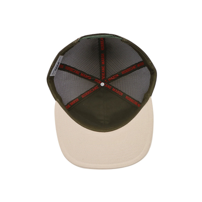 Unisex Cotton Trucker Cap với Visor phẳng và Snapback Patch Dệt với đường viền thêu