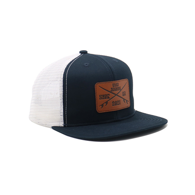 Tùy chỉnh thêu Eyelets 6 Panel Trucker Cap với Visor Pre curved