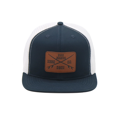 Tùy chỉnh thêu Eyelets 6 Panel Trucker Cap với Visor Pre curved