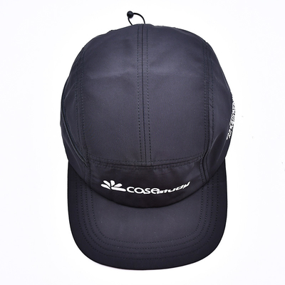 Chất lượng cao không có cấu trúc 5 bảng Camper Hat Custom Black Printing Nylon Running Cap With Decorative Pockets