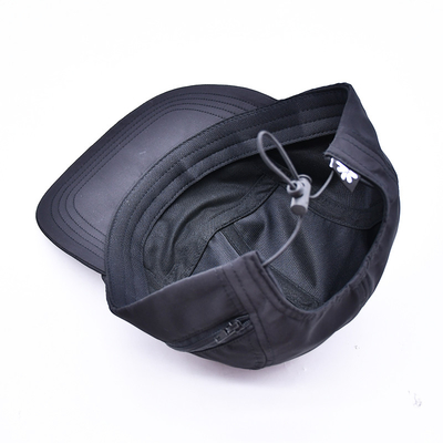 Chất lượng cao không có cấu trúc 5 bảng Camper Hat Custom Black Printing Nylon Running Cap With Decorative Pockets