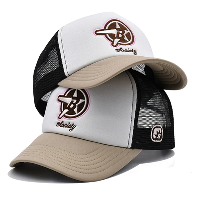 Tùy chọn chất lượng cao hai tông màu 6 bảng Trucker Cap với một cạnh cong một chút