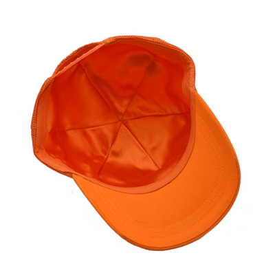 Unisex 5 Panel Trucker Cap Custom 3d thêu cong cạnh satin lót màu cam lưới mũ sau
