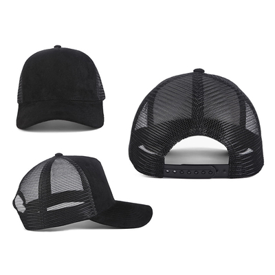 Hít thở Plain Suede Mesh Back Baseball Caps Women Trendy 5 Panel Trucker Hat