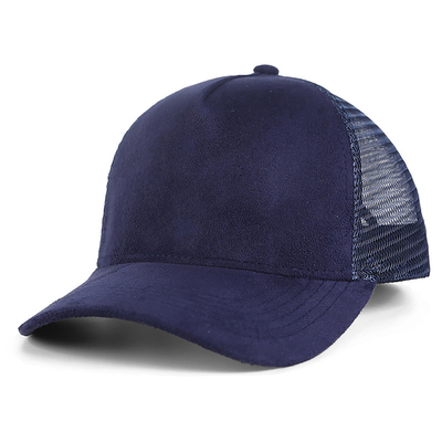 Hít thở Plain Suede Mesh Back Baseball Caps Women Trendy 5 Panel Trucker Hat