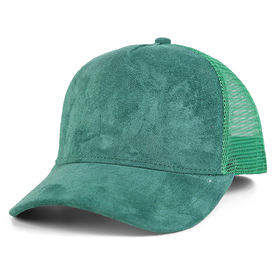 Hít thở Plain Suede Mesh Back Baseball Caps Women Trendy 5 Panel Trucker Hat