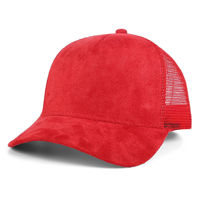 Hít thở Plain Suede Mesh Back Baseball Caps Women Trendy 5 Panel Trucker Hat
