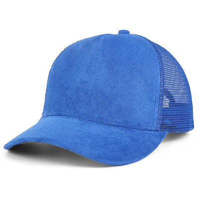 Hít thở Plain Suede Mesh Back Baseball Caps Women Trendy 5 Panel Trucker Hat