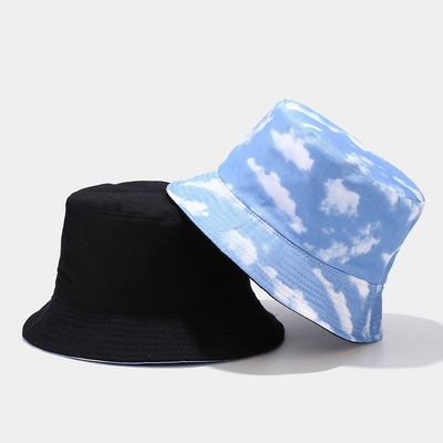 Oem 100% Cotton Summer Beach Reversible Bucket Hat Cap chất lượng cao Custom hai mặt người đánh cá mũ