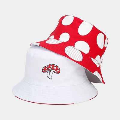 2025 Cotton Cartoon Mushroom Print Bucket Hat Fisherman Hat Outdoor Travel Sun Cap cho nam giới và phụ nữ
