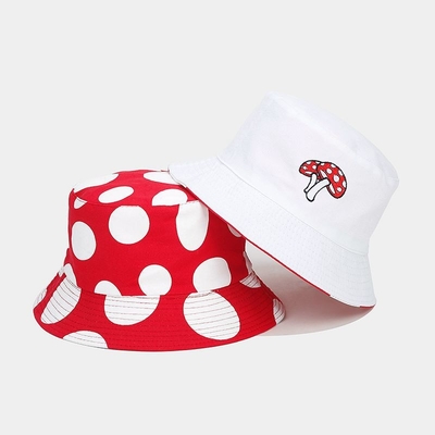 2025 Cotton Cartoon Mushroom Print Bucket Hat Fisherman Hat Outdoor Travel Sun Cap cho nam giới và phụ nữ