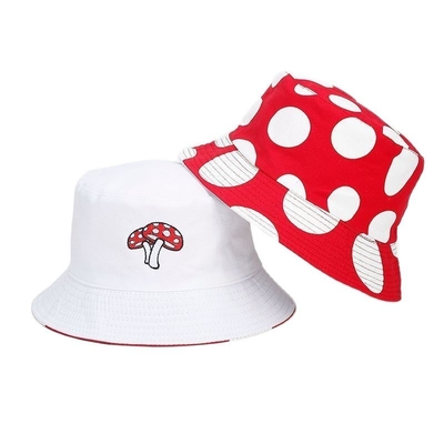 2025 Cotton Cartoon Mushroom Print Bucket Hat Fisherman Hat Outdoor Travel Sun Cap cho nam giới và phụ nữ