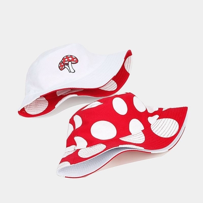 2025 Cotton Cartoon Mushroom Print Bucket Hat Fisherman Hat Outdoor Travel Sun Cap cho nam giới và phụ nữ