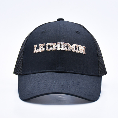 Đen 6 Panel Mesh Trùm xe tải Glitter Trùm xe tải chất lượng cao thời trang Sequins thêu Trùm xe tải