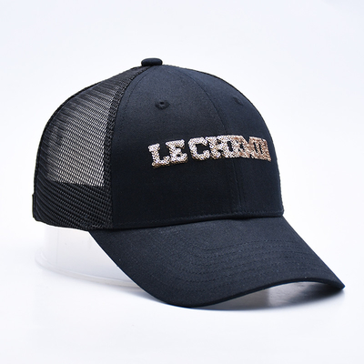 Đen 6 Panel Mesh Trùm xe tải Glitter Trùm xe tải chất lượng cao thời trang Sequins thêu Trùm xe tải