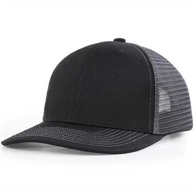 Custom Pre Curved Mesh Hat Cotton Trucker Cap với Snapback nhựa