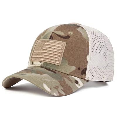 Đặt hàng được thêu theo yêu cầu Xây dựng 6 tấm vải bông Twill Profile Trucker Cap với visor cong