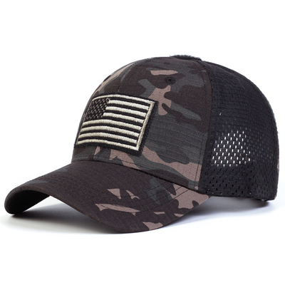 Đặt hàng được thêu theo yêu cầu Xây dựng 6 tấm vải bông Twill Profile Trucker Cap với visor cong